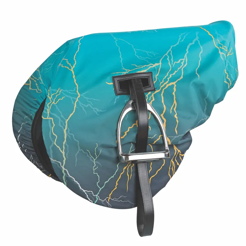 Shires Ride On Waterproof Saddle Cover - Teal Lightening